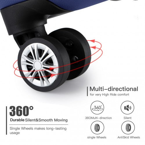 K1773-1L - Kono 24 Inch Striped ABS+PC Hard Shell Luggage with 360-Degree Spinner Wheels - Navy | Neil's Luggage Store