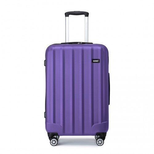 K1773-1L - Kono 24 Inch Striped ABS+PC Hard Shell Luggage with 360-Degree Spinner Wheels - Purple | Neil's Luggage Store