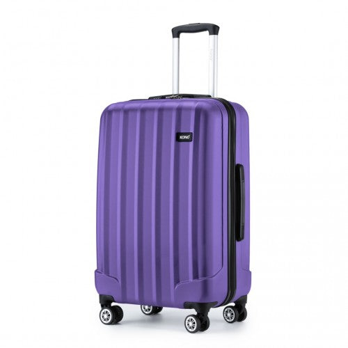 K1773-1L - Kono 24 Inch Striped ABS+PC Hard Shell Luggage with 360-Degree Spinner Wheels - Purple | Neil's Luggage Store