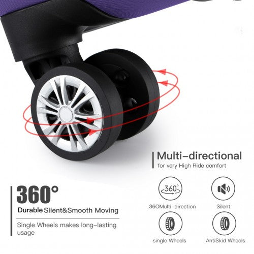 K1773-1L - Kono 24 Inch Striped ABS+PC Hard Shell Luggage with 360-Degree Spinner Wheels - Purple | Neil's Luggage Store