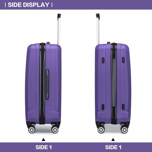 K1773-1L - Kono 24 Inch Striped ABS+PC Hard Shell Luggage with 360-Degree Spinner Wheels - Purple | Neil's Luggage Store