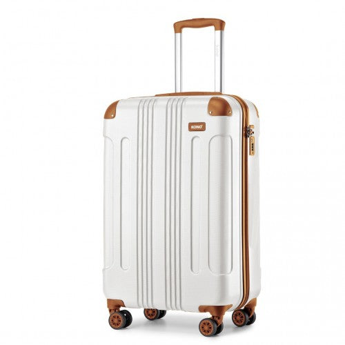 K1777-1L - Kono 19 Inch ABS Lightweight Compact Hard Shell Cabin Suitcase Travel Carry-On Luggage - Cream | Neil's Luggage Store