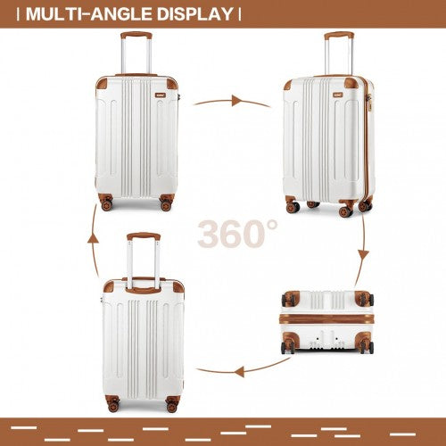 K1777-1L - Kono 19 Inch ABS Lightweight Compact Hard Shell Cabin Suitcase Travel Carry-On Luggage - Cream | Neil's Luggage Store