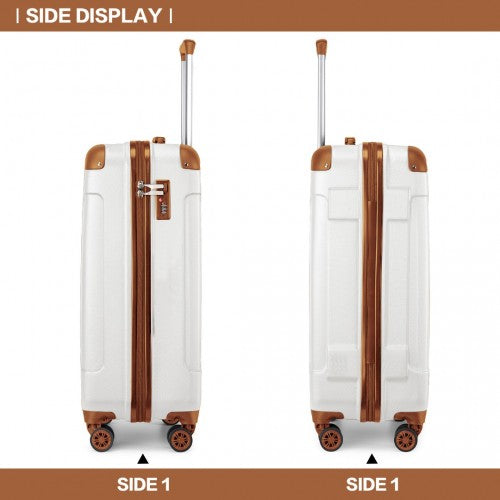 K1777-1L - Kono 19 Inch ABS Lightweight Compact Hard Shell Cabin Suitcase Travel Carry-On Luggage - Cream | Neil's Luggage Store