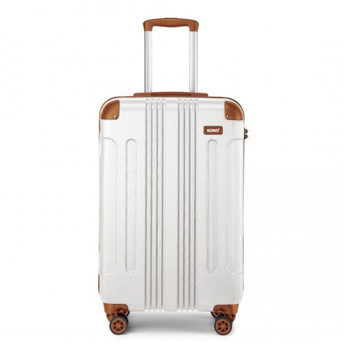 K1777-1L - Kono 19 Inch ABS Lightweight Compact Hard Shell Cabin Suitcase Travel Carry-On Luggage - Cream | Neil's Luggage Store