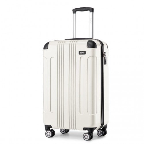 K1777-1L - Kono 19 Inch ABS Lightweight Compact Hard Shell Cabin Suitcase Travel Carry-On Luggage - Beige | Neil's Luggage Store