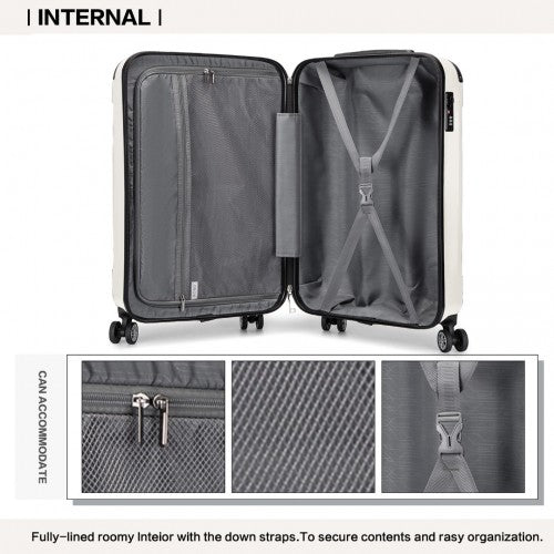 K1777-1L - Kono 19 Inch ABS Lightweight Compact Hard Shell Cabin Suitcase Travel Carry-On Luggage - Beige | Neil's Luggage Store