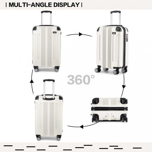 K1777-1L - Kono 19 Inch ABS Lightweight Compact Hard Shell Cabin Suitcase Travel Carry-On Luggage - Beige | Neil's Luggage Store