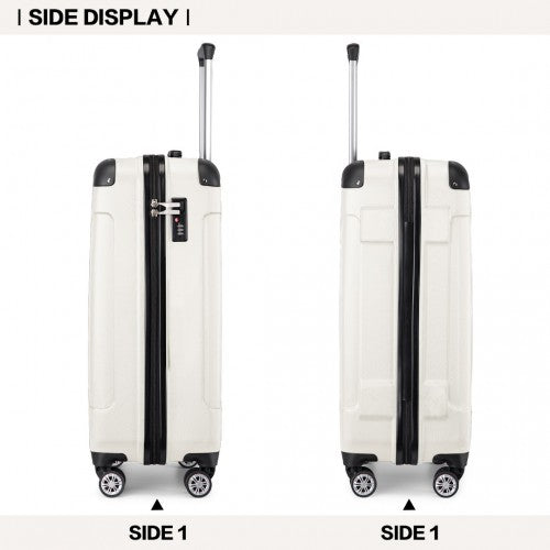 K1777-1L - Kono 19 Inch ABS Lightweight Compact Hard Shell Cabin Suitcase Travel Carry-On Luggage - Beige | Neil's Luggage Store