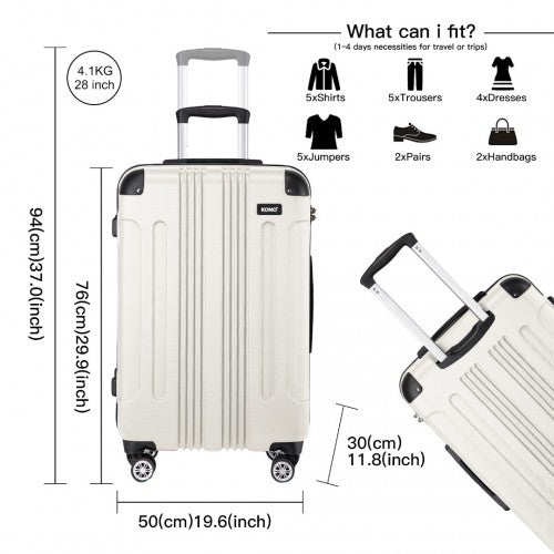 K1777-1L - Kono 28 Inch ABS Lightweight Compact Hard Shell Travel Luggage For Extended Journeys - Beige | Neil's Luggage Store