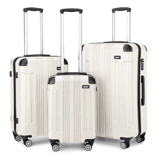 K1777-1L - Kono 19/24/28 Inch 3 Piece Set ABS Lightweight Compact Hard Shell Travel Luggage - Beige | Neil's Luggage Store