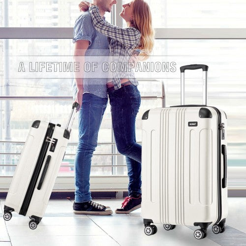 K1777-1L - Kono 19/24/28 Inch 3 Piece Set ABS Lightweight Compact Hard Shell Travel Luggage - Beige | Neil's Luggage Store