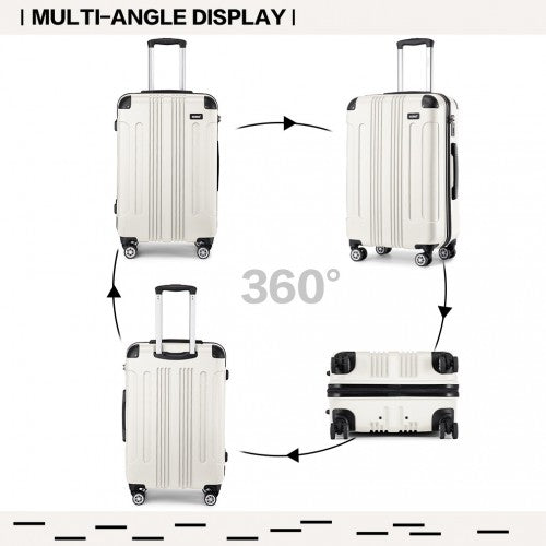 K1777-1L - Kono 19/24/28 Inch 3 Piece Set ABS Lightweight Compact Hard Shell Travel Luggage - Beige | Neil's Luggage Store