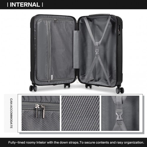 K1777-1L - Kono 19 Inch ABS Lightweight Compact Hard Shell Cabin Suitcase Travel Carry-On Luggage - Black | Neil's Luggage Store
