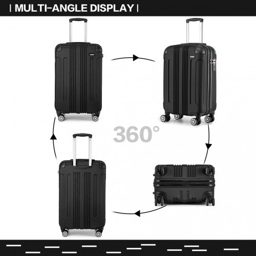 K1777-1L - Kono 19 Inch ABS Lightweight Compact Hard Shell Cabin Suitcase Travel Carry-On Luggage - Black | Neil's Luggage Store