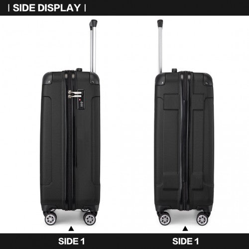 K1777-1L - Kono 19 Inch ABS Lightweight Compact Hard Shell Cabin Suitcase Travel Carry-On Luggage - Black | Neil's Luggage Store
