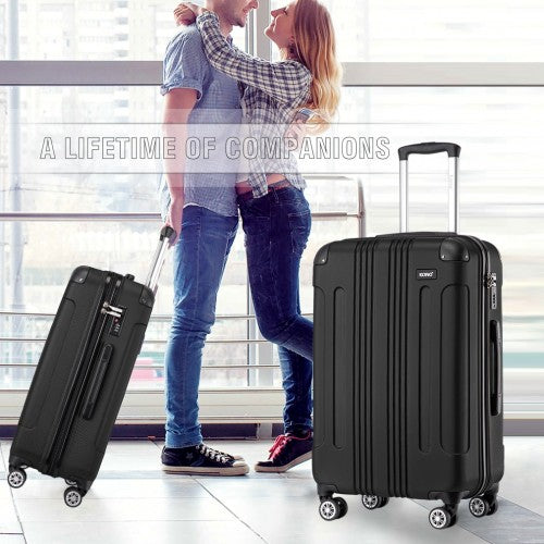 K1777-1L - Kono 24 Inch ABS Lightweight Compact Hard Shell Travel Luggage For Extended Journeys - Black | Neil's Luggage Store
