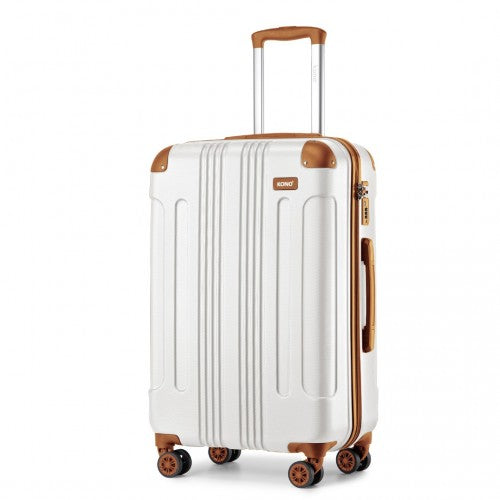 Kono 24 Inch ABS Lightweight Hard Shell Travel Luggage Cream | Neil's Luggage Store