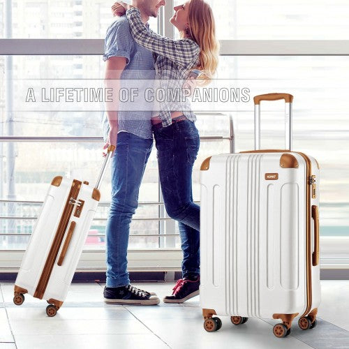 Kono 24 Inch ABS Lightweight Hard Shell Travel Luggage Cream | Neil's Luggage Store