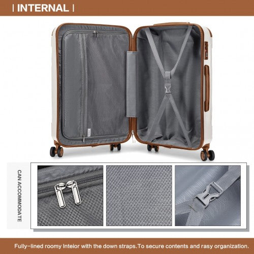 Kono 28 Inch ABS Lightweight Compact Hard Shell Travel Luggage Cream | Neil's Luggage Store