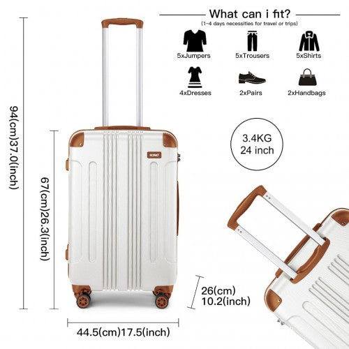Kono 24 Inch ABS Lightweight Hard Shell Travel Luggage Cream | Neil's Luggage Store