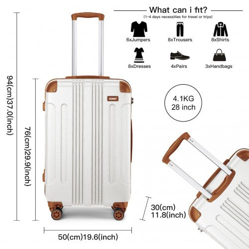 Kono 28 Inch ABS Lightweight Compact Hard Shell Travel Luggage Cream | Neil's Luggage Store