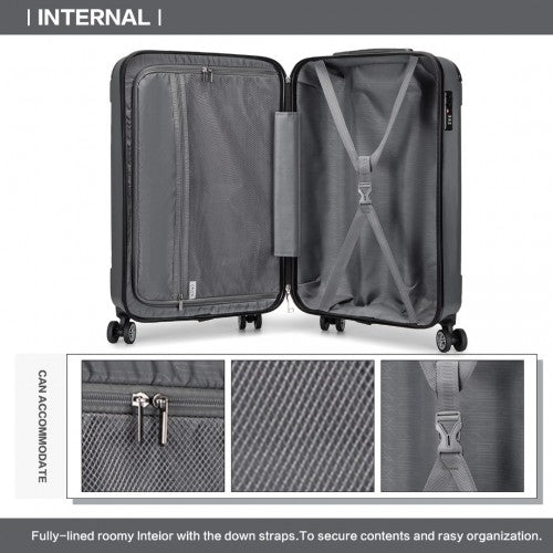 K1777-1L - Kono 19 Inch ABS Lightweight Compact Hard Shell Cabin Suitcase Travel Carry-On Luggage - Grey | Neil's Luggage Store