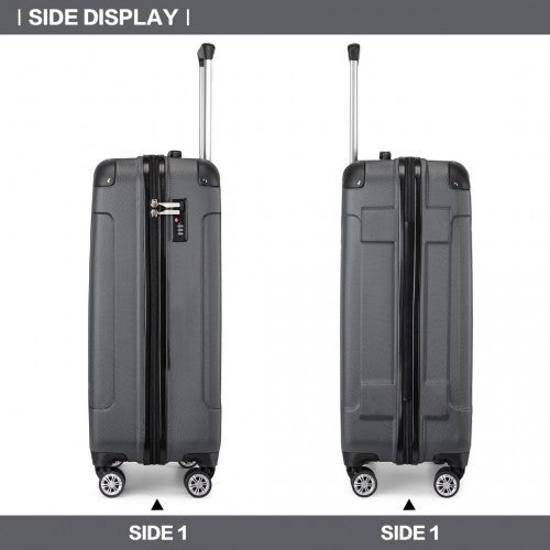 K1777-1L - Kono 19 Inch ABS Lightweight Compact Hard Shell Cabin Suitcase Travel Carry-On Luggage - Grey | Neil's Luggage Store