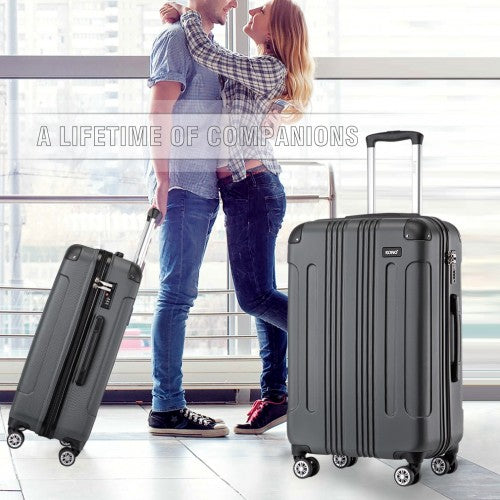 K1777-1L - Kono 28 Inch ABS Lightweight Compact Hard Shell Travel Luggage For Extended Journeys - Grey | Neil's Luggage Store