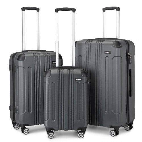 K1777-1L - Kono 19/24/28 Inch 3 Piece Set ABS Lightweight Compact Hard Shell Travel Luggage - Grey | Neil's Luggage Store