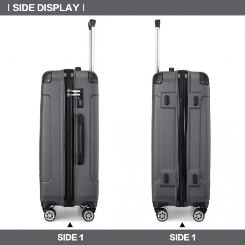 K1777-1L - Kono 19/24/28 Inch 3 Piece Set ABS Lightweight Compact Hard Shell Travel Luggage - Grey | Neil's Luggage Store