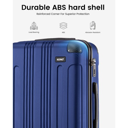 Kono 19 Inch Lightweight ABS Hard Shell Cabin Carry On Suitcase Navy | Neil's Luggage Store