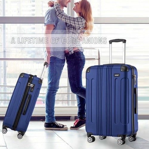K1777-1L - Kono 19/24/28 Inch 3 Piece Set ABS Lightweight Compact Hard Shell Travel Luggage - Navy | Neil's Luggage Store