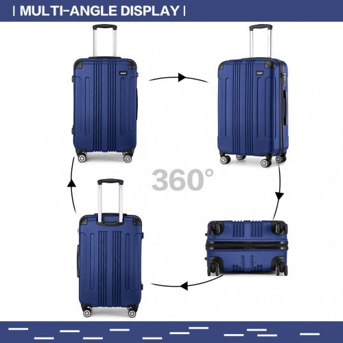 K1777-1L - Kono 19/24/28 Inch 3 Piece Set ABS Lightweight Compact Hard Shell Travel Luggage - Navy | Neil's Luggage Store