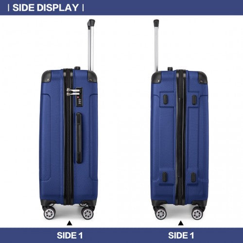K1777-1L - Kono 19/24/28 Inch 3 Piece Set ABS Lightweight Compact Hard Shell Travel Luggage - Navy | Neil's Luggage Store