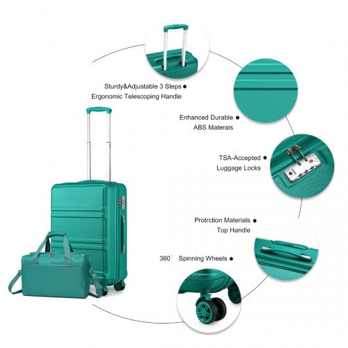 Kono ABS 20 Inch Teal 2 Piece Hard Shell Luggage Set With Carry On Bag | Neil's Luggage Store