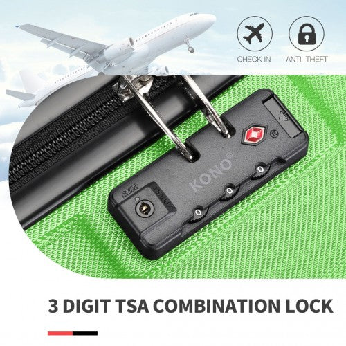 K1871-1L - Kono ABS 20 Inch Sculpted Horizontal Design Cabin Luggage - Green | Neil's Luggage Store