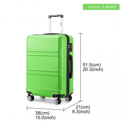 K1871-1L - Kono ABS 20 Inch Sculpted Horizontal Design Cabin Luggage - Green | Neil's Luggage Store
