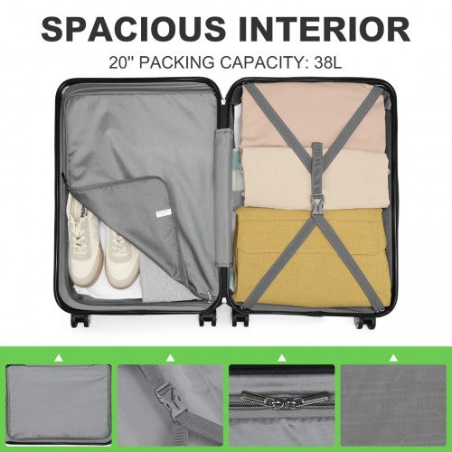 K1871-1L - Kono ABS 20 Inch Sculpted Horizontal Design Cabin Luggage - Green | Neil's Luggage Store