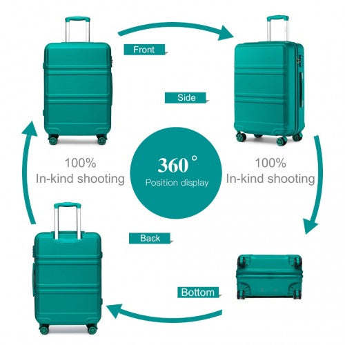 K1871-1L - Kono ABS 20 Inch Sculpted Horizontal Design Cabin Luggage - Teal | Neil's Luggage Store