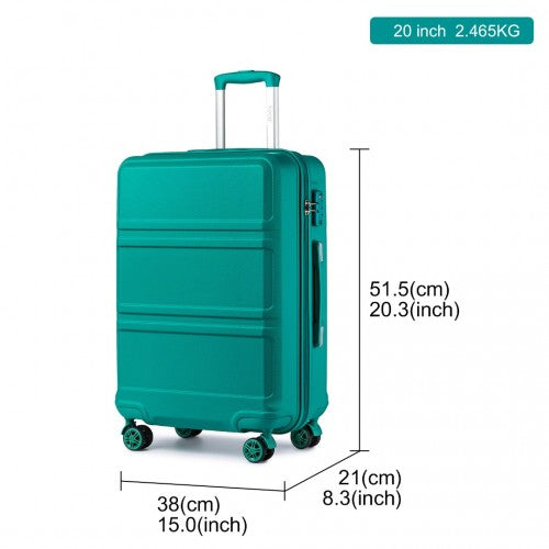 K1871-1L - Kono ABS 20 Inch Sculpted Horizontal Design Cabin Luggage - Teal | Neil's Luggage Store