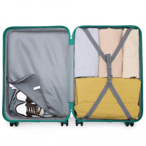 K1871-1L - Kono ABS 20 Inch Sculpted Horizontal Design Cabin Luggage - Teal | Neil's Luggage Store