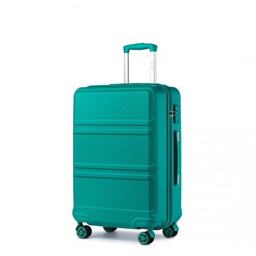 K1871-1L - Kono ABS 20 Inch Sculpted Horizontal Design Cabin Luggage - Teal | Neil's Luggage Store