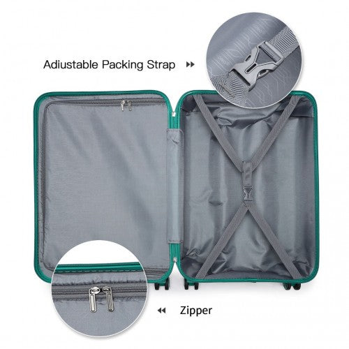 K1871-1L - Kono ABS 20 Inch Sculpted Horizontal Design Cabin Luggage - Teal | Neil's Luggage Store
