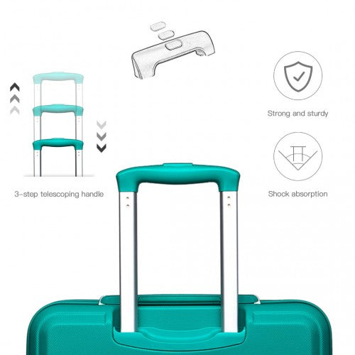 K1871-1L - Kono ABS 20 Inch Sculpted Horizontal Design Cabin Luggage - Teal | Neil's Luggage Store