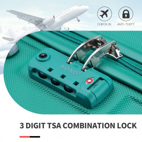 K1871-1L - Kono ABS 20 Inch Sculpted Horizontal Design Cabin Luggage - Teal | Neil's Luggage Store