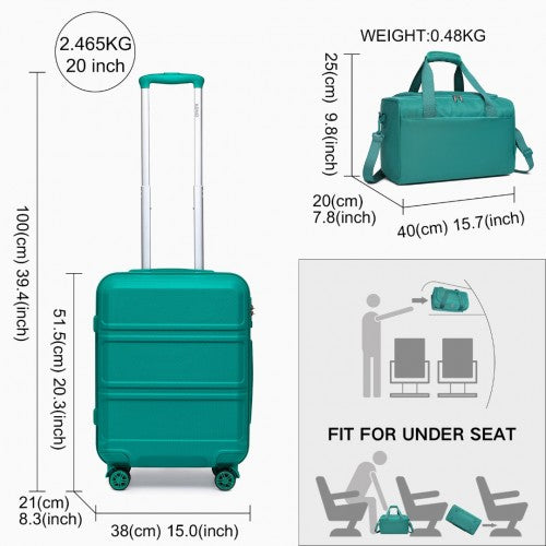 Kono ABS 20 Inch Teal 2 Piece Hard Shell Luggage Set With Carry On Bag | Neil's Luggage Store