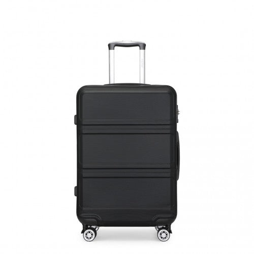 K1871-1L - Kono ABS 24 Inch Sculpted Horizontal Design Suitcase - Black | Neil's Luggage Store