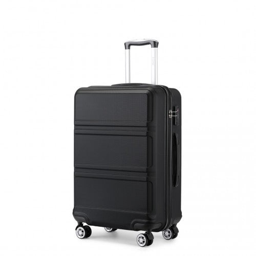 K1871-1L - Kono ABS 28 Inch Sculpted Horizontal Design Suitcase - Black | Neil's Luggage Store