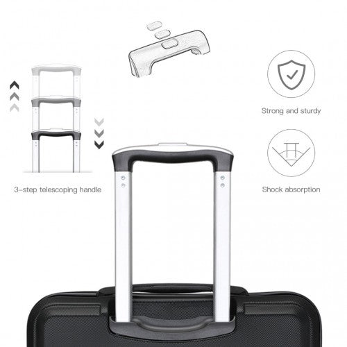 K1871-1L - Kono ABS 20 Inch Sculpted Horizontal Design Cabin Luggage - Black | Neil's Luggage Store